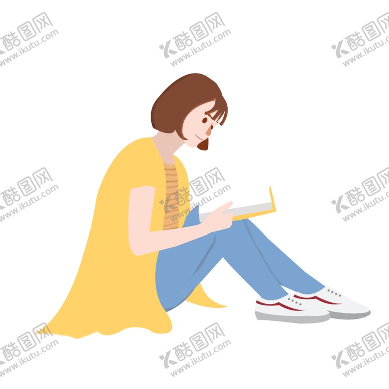 编号：58433210181112036070【酷图网】源文件下载-看书的短发女孩