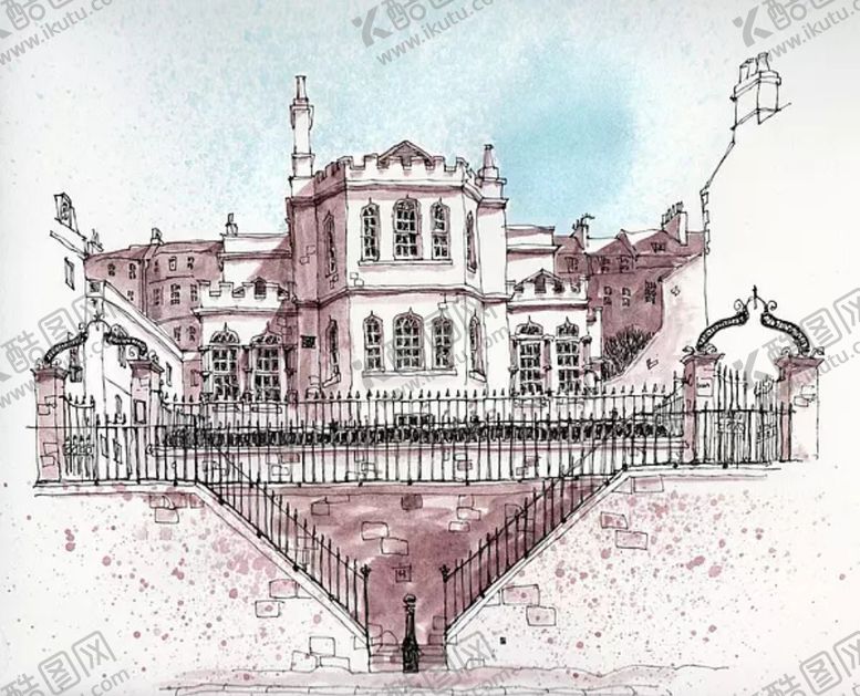 编号：68069006180902326028【酷图网】源文件下载-水彩建筑插画