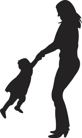 一家人剪影女孩孩子母婴