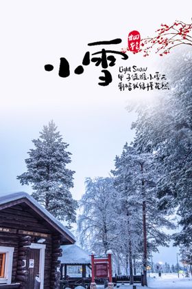 国风国画小雪二十四节气雪梅红杏