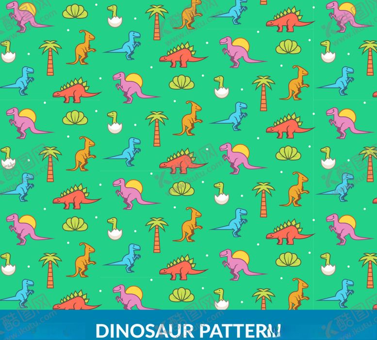 编号：45665609201516499271【酷图网】源文件下载-彩色恐龙树木无缝背景