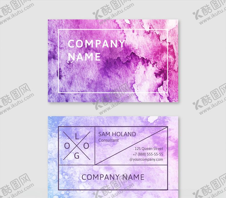 编号：79393310310955343959【酷图网】源文件下载-水彩绘渲染紫色卡片