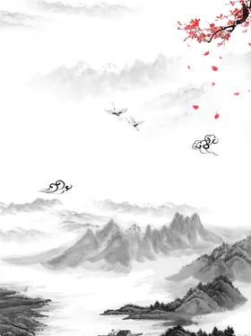 古风背景国画山水画中国