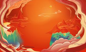 设计背景中国风中国风山水画中国风风格
