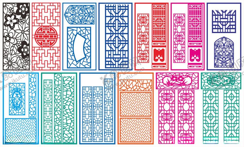编号：75555110121827494624【酷图网】源文件下载-窗花镂空花纹屏风隔断雕花