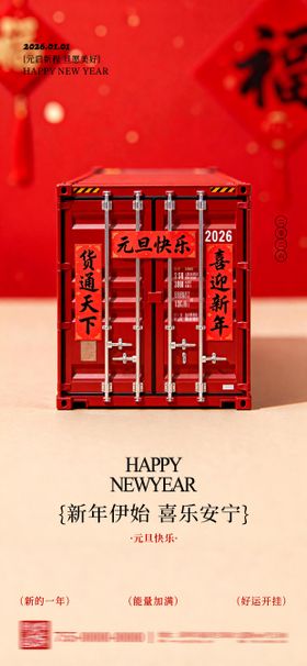海运物流行业元旦新年海报