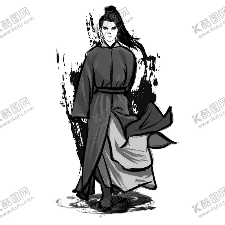 编号：26225205050204191649【酷图网】源文件下载-水墨武侠人物