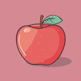 手绘苹果卡通水果矢量插画食物涂鸦汁