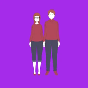 手绘情侣恋人卡通爱男女