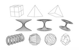 线描三维空间3D图形矢量元素