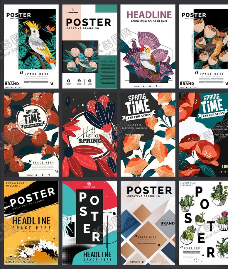 编号：62690809302139083099【酷图网】源文件下载-创意花鸟海报