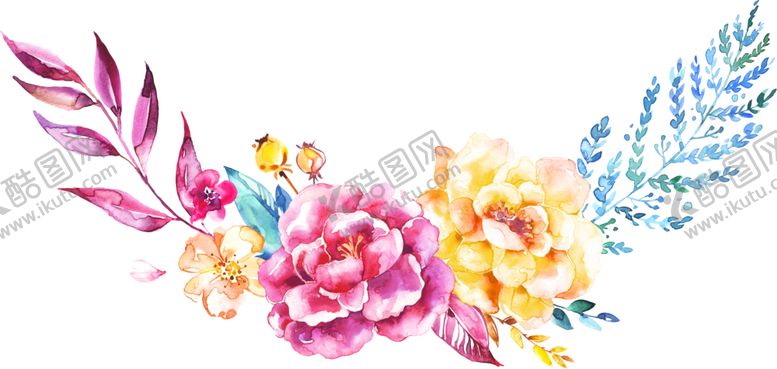 编号：44983606182303449953【酷图网】源文件下载-水彩手绘花卉花朵植物