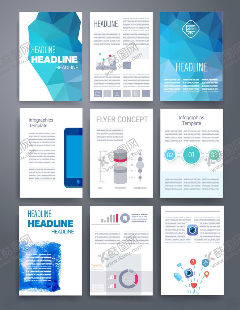 编号：17604904161434309502【酷图网】源文件下载-蓝色系企业宣传册设计模板