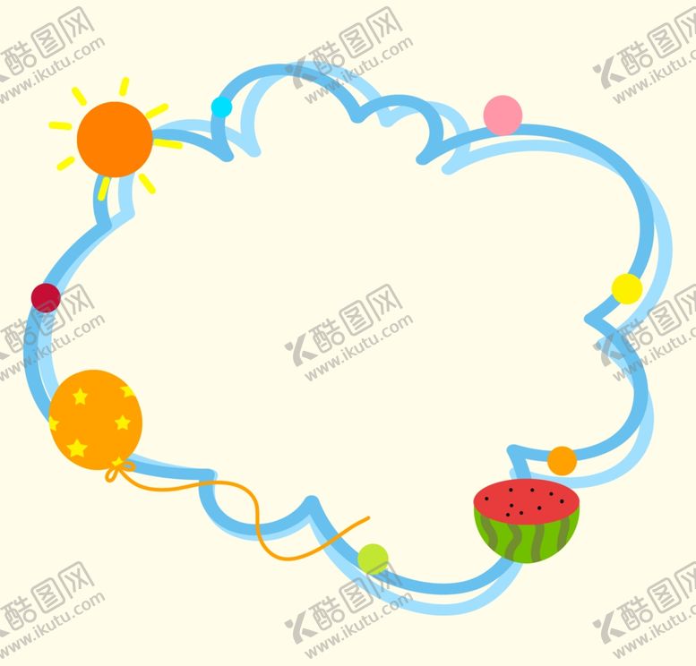 编号：33907601190207578326【酷图网】源文件下载-手绘蓝色清凉夏日边框