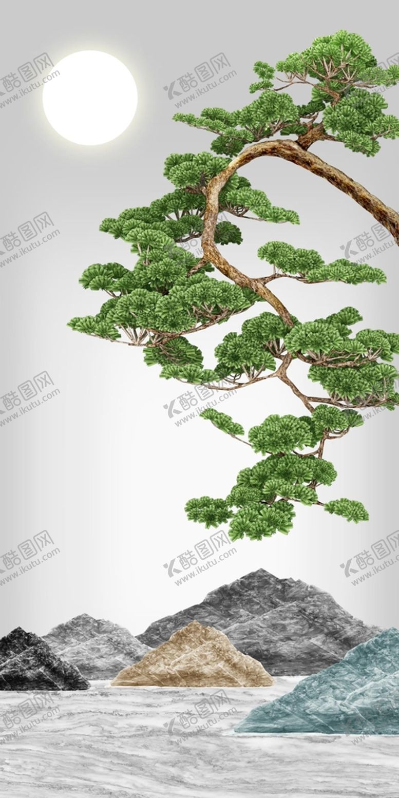 编号：94963701171425417642【酷图网】源文件下载-迎客松江山如画装饰画