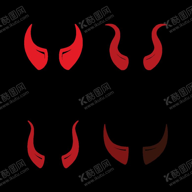 编号：94229410151156147144【酷图网】源文件下载-恶魔角矢量图标设计魔鬼角矢量图