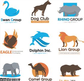 狮子动物图案剪影混合图标UI标