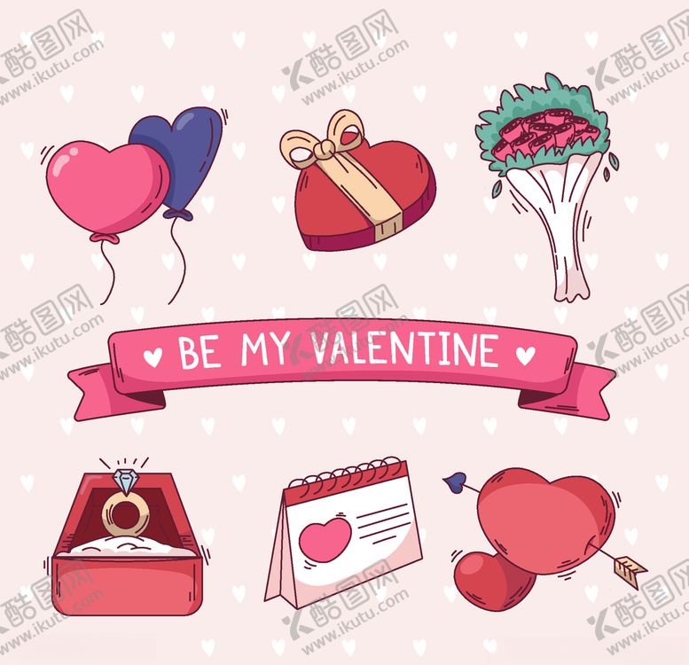 编号：98338709220312123803【酷图网】源文件下载-浪漫情人节元素