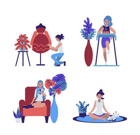 兴趣爱好卡通人物休闲活动插图课余活动