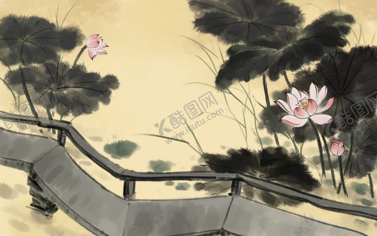 编号：98995407140435564083【酷图网】源文件下载-手绘荷花插画