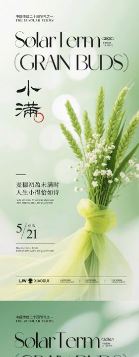 小满唯美麦穗意境海报