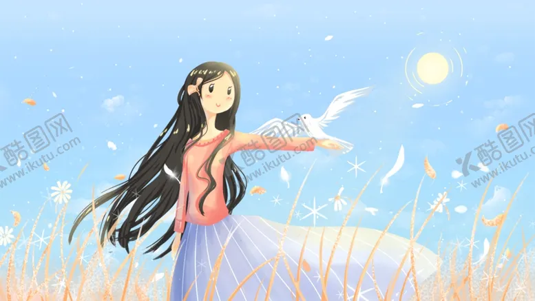 编号：93693310230930326240【酷图网】源文件下载-手绘插画女孩
