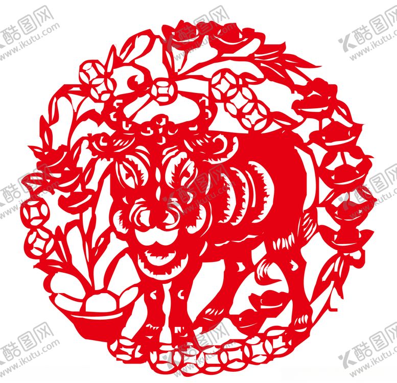 编号：48764505041313282798【酷图网】源文件下载-牛年剪纸
