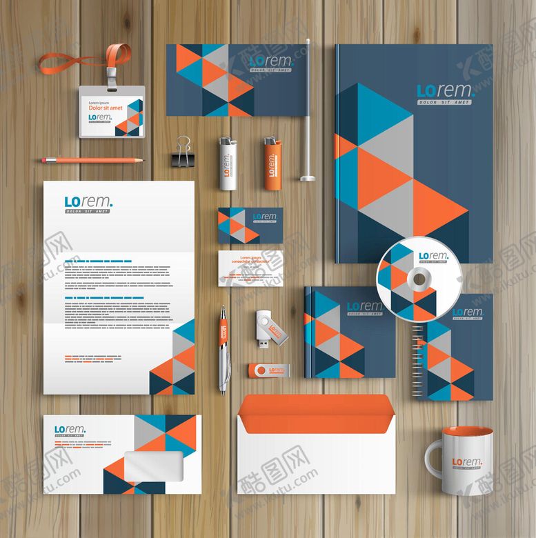 编号：34702404141910116004【酷图网】源文件下载-几何风格企业品牌视觉套件