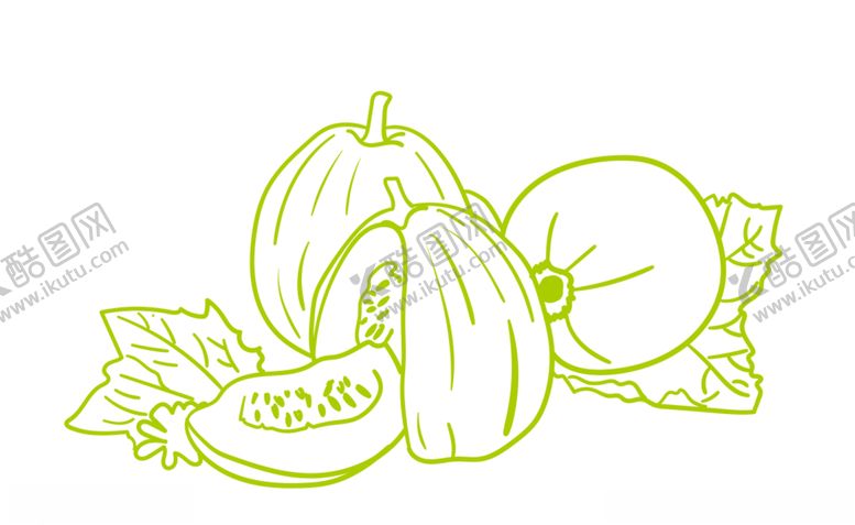 编号：16924010040646443261【酷图网】源文件下载-手绘香瓜矢量线条