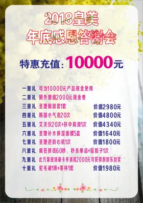 美容价目表半永久格皮肤管理