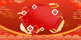 红色背景展板图片