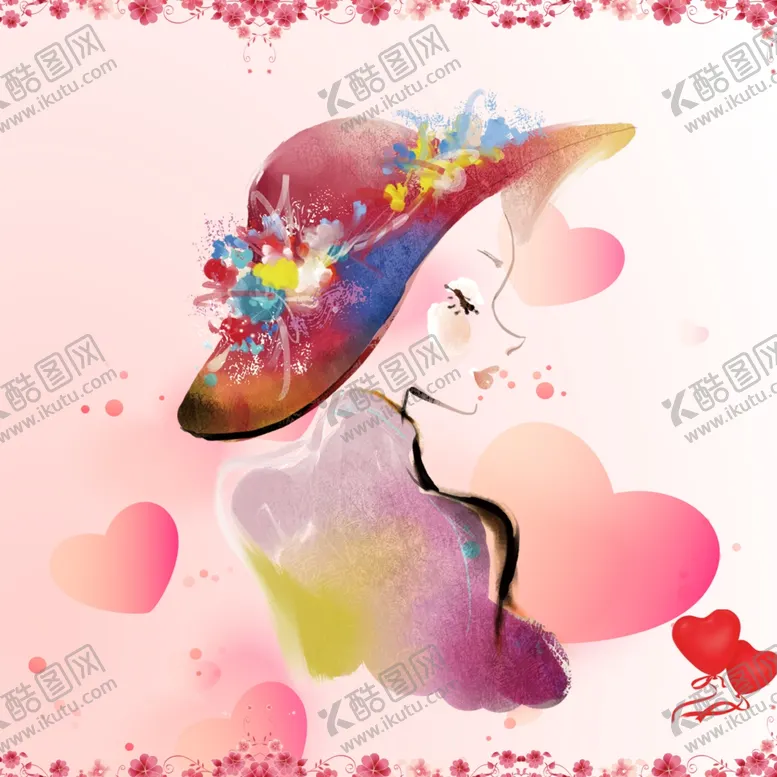 编号：43679303250621512935【酷图网】源文件下载-戴花帽子时尚女性