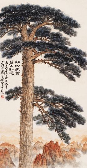 迎客松水墨装饰画