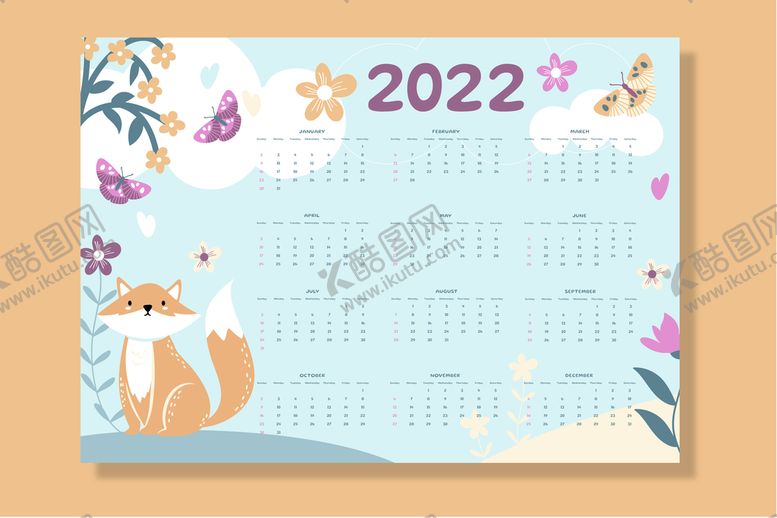 编号：31645709271718587298【酷图网】源文件下载-2022年日历插画    