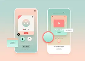扁平插画风格音乐app页面(1)