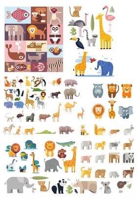 可爱动物卡通图案集合