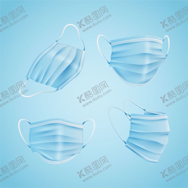 编号：83940109291651490451【酷图网】源文件下载-蓝色医用口罩矢量素材