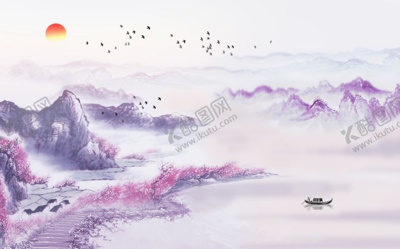 编号：60108110010845078989【酷图网】源文件下载-中国风山水意境唯美风景飞鸟电视