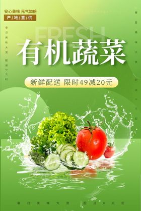 有机蔬菜绿色生活海报水滴蔬菜