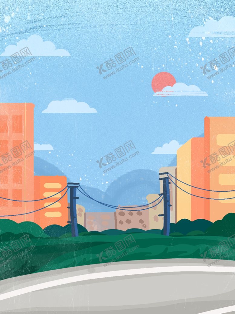 编号：91518210091641164170【酷图网】源文件下载-卡通城市公路背景