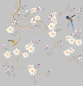 工笔画国风玉兰花插画背景
