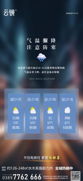 房地产寒潮气温提示海报