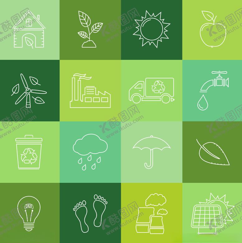 编号：92312611171133307613【酷图网】源文件下载-绿色环保生活图标集合