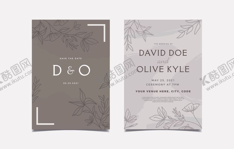 编号：99801611021942006180【酷图网】源文件下载-简约风格婚礼请柬设计