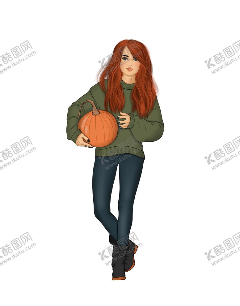 编号：72099409271116165913【酷图网】源文件下载-女孩南瓜手绘