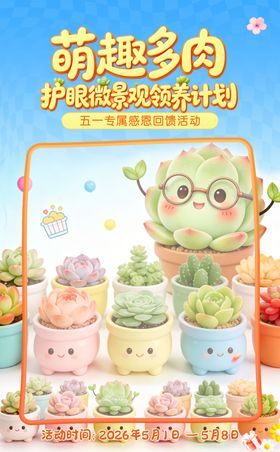 萌趣多肉海报