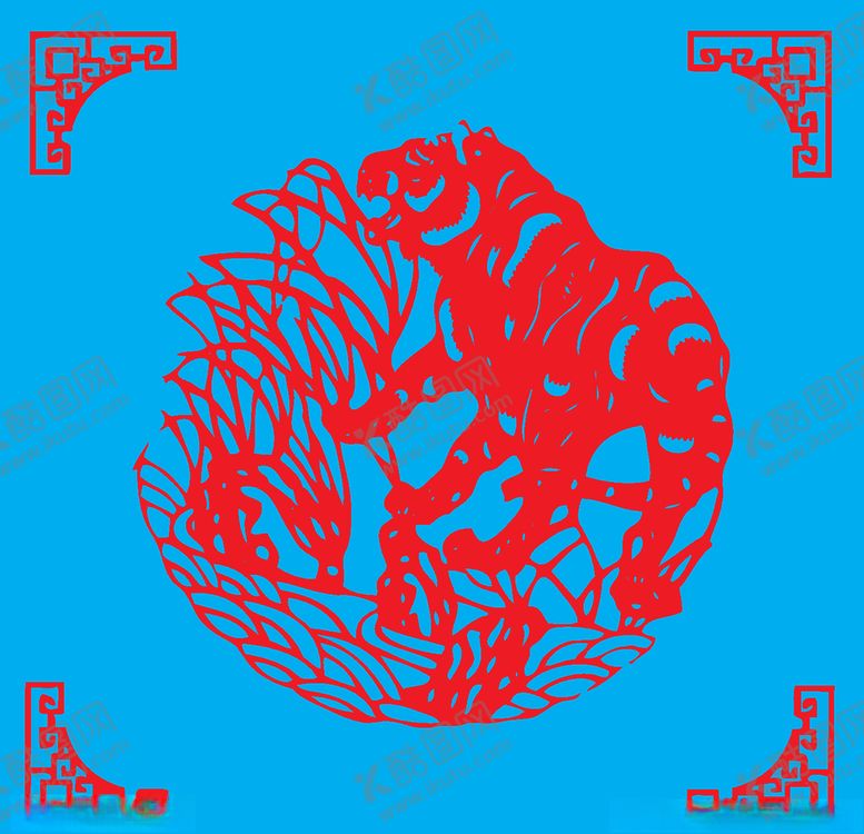 编号：46529209232138085405【酷图网】源文件下载-老虎剪纸