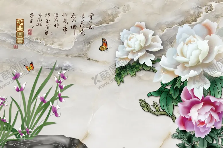 编号：42793911171655033413【酷图网】源文件下载-牡丹花新中式背景墙