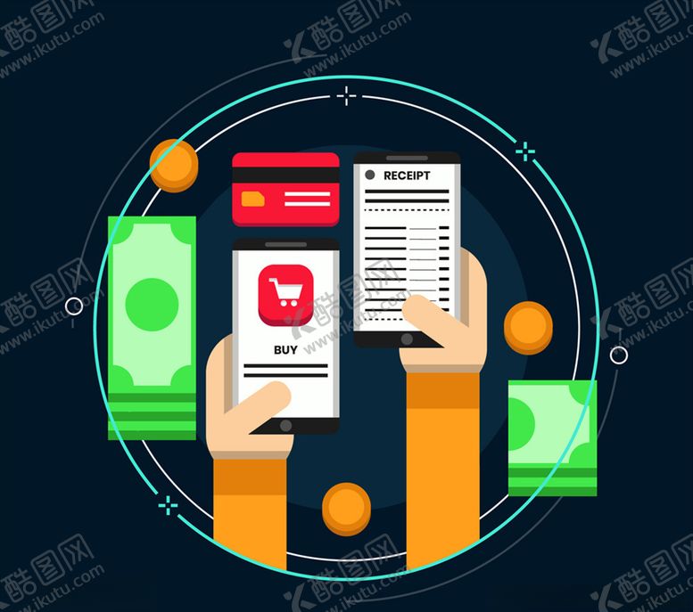 编号：12321709170151532498【酷图网】源文件下载-创意手机和账单