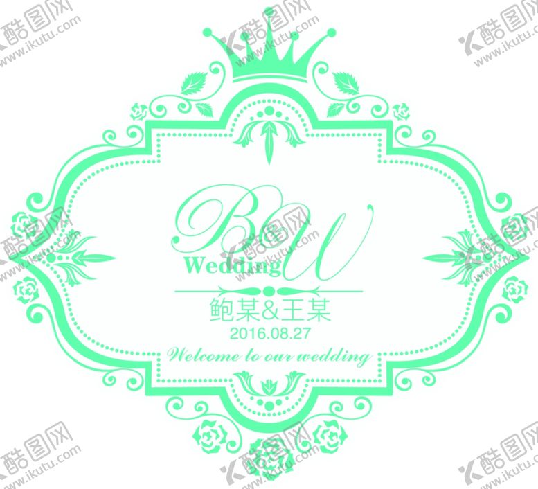 编号：92205210132131226264【酷图网】源文件下载-T蓝色婚礼主题牌BW字母